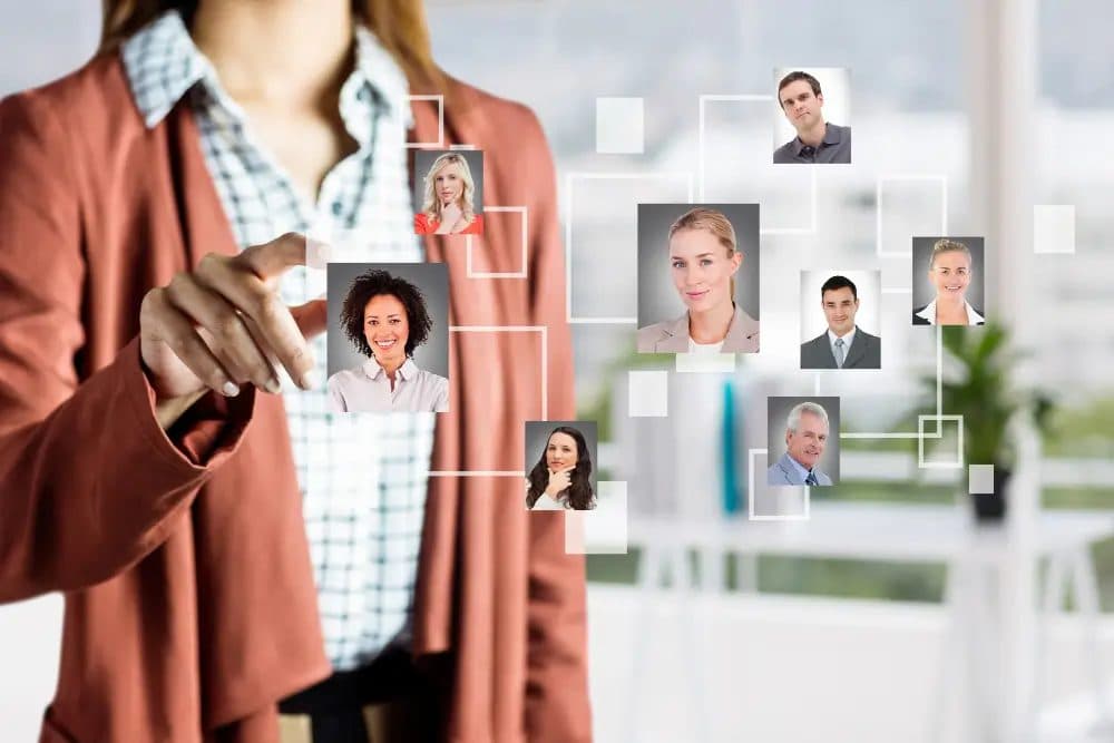 A professional connecting with a network of businesses and verified experts on Reflax